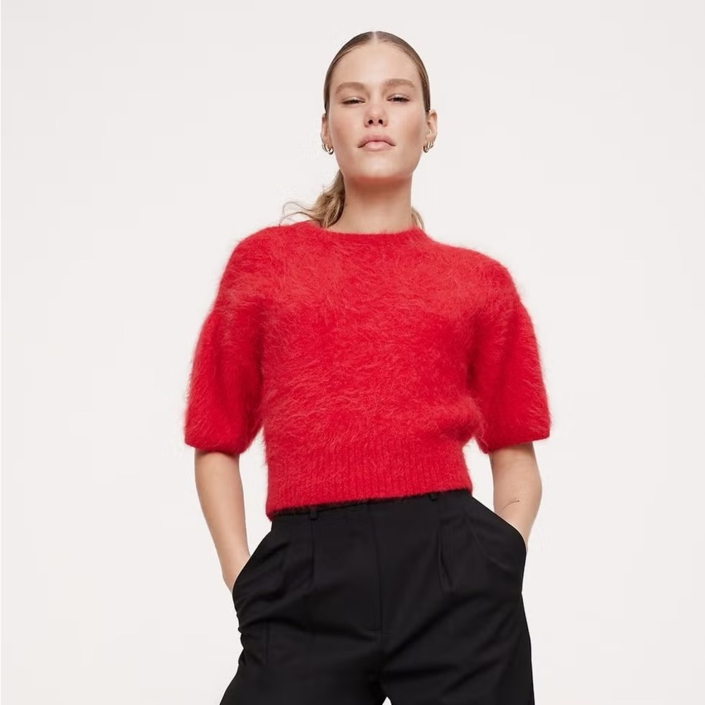 Banana Republic Fuzzy Alpaca-Blend Puff-Sleeve Sweater
